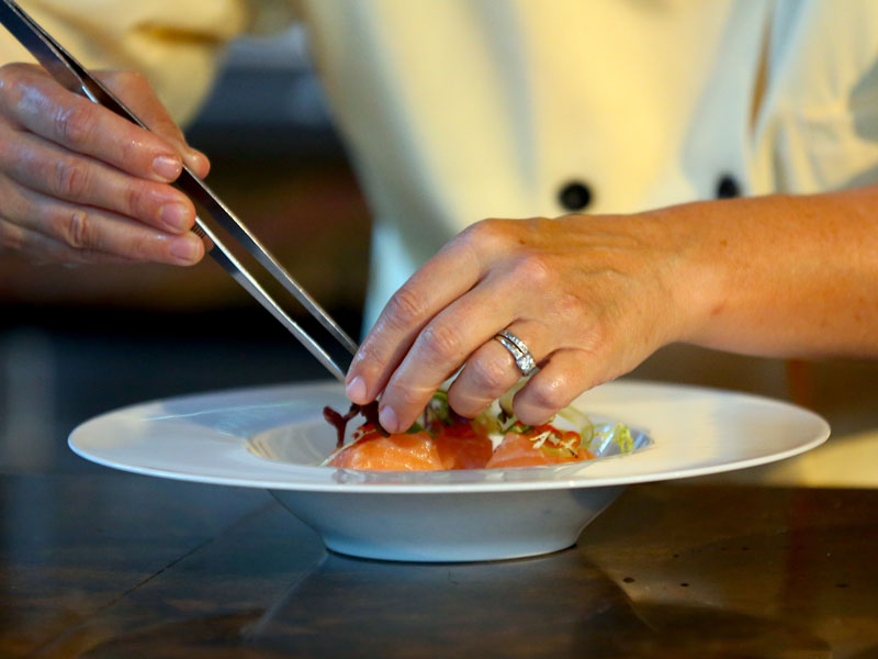 Plating salmon sous vide