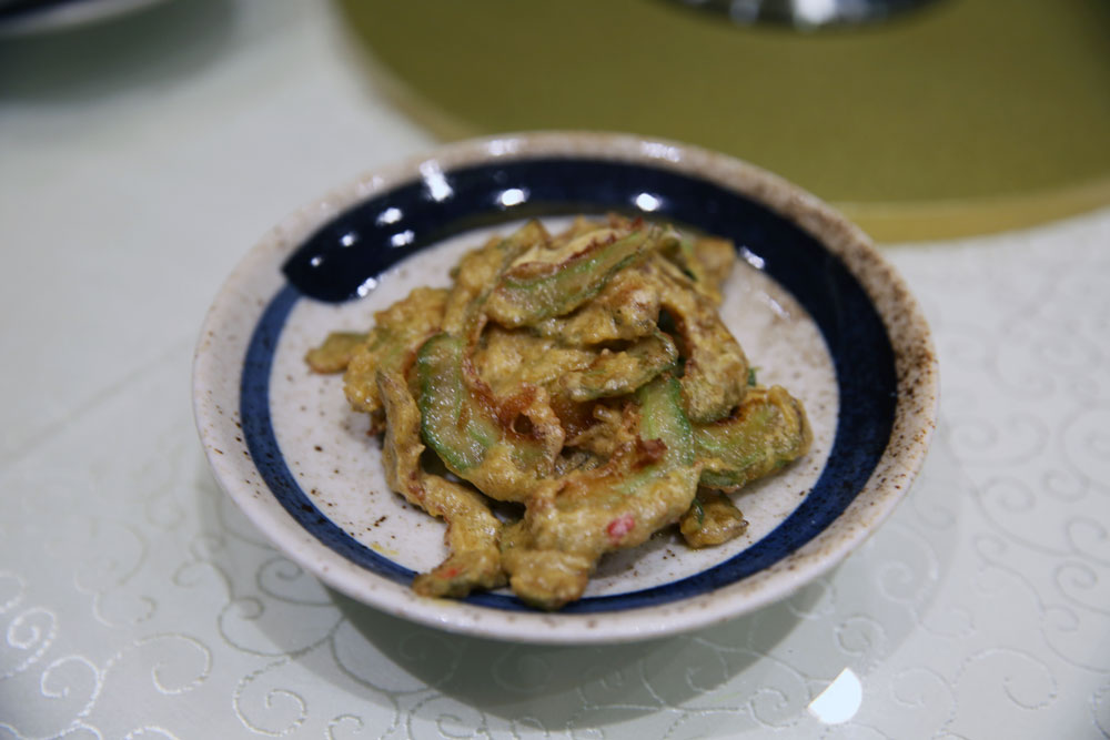 Crispy Fried Bitter Gourds with Salted Egg Yolk