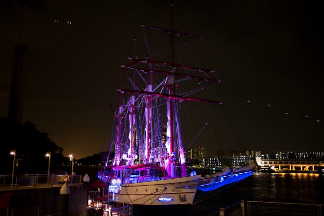 Tallship at night